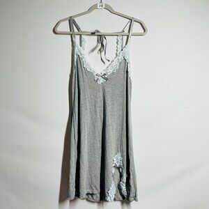 Avidlove Womens Gray Sexy Lace Trim Sleepwear V Neck Chemise Drees Size XL